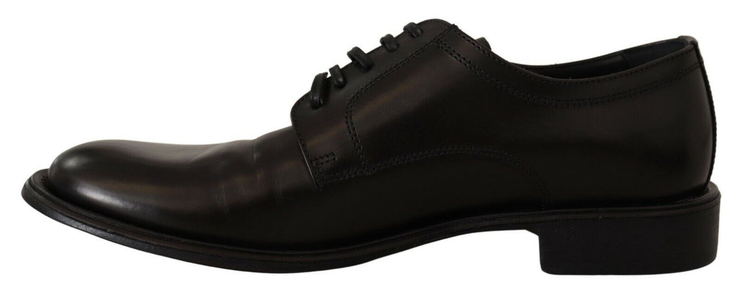 Elegant Black Leather Men's Formal Derby Shoes