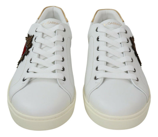 Elegant White Leather Low-Top Sneakers