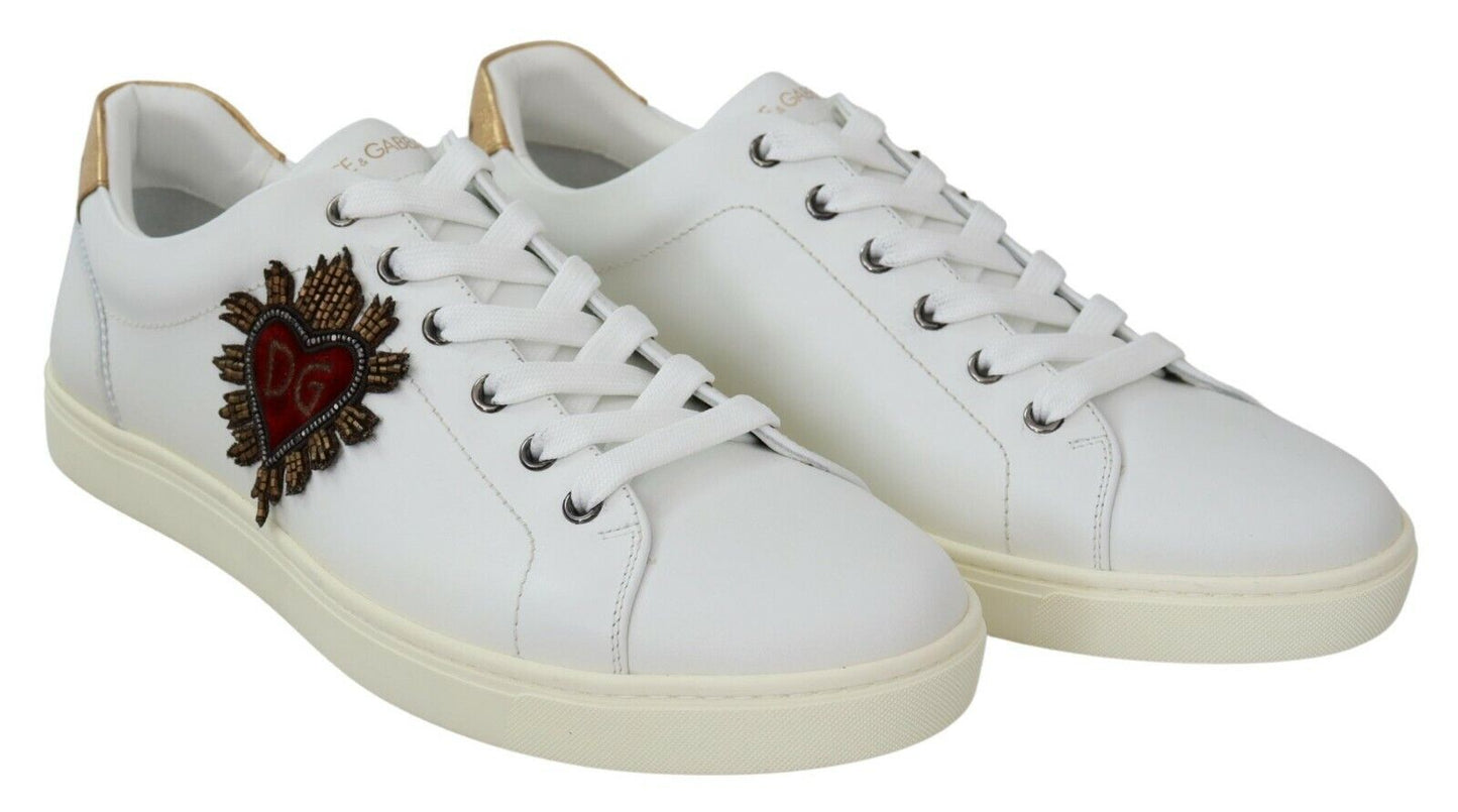 Elegant White Leather Low-Top Sneakers