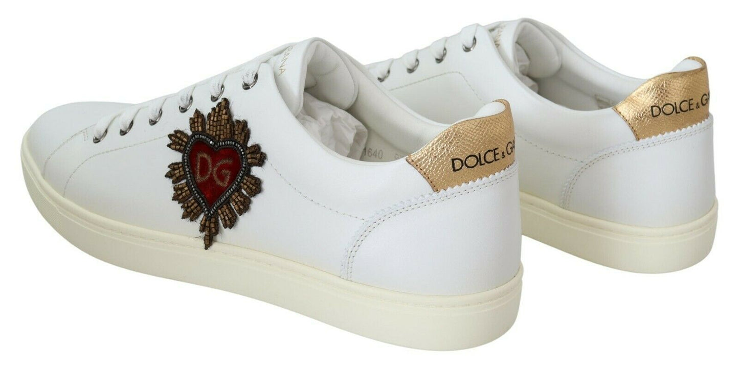 Elegant White Leather Low-Top Sneakers