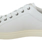 Elegant White Leather Low-Top Sneakers