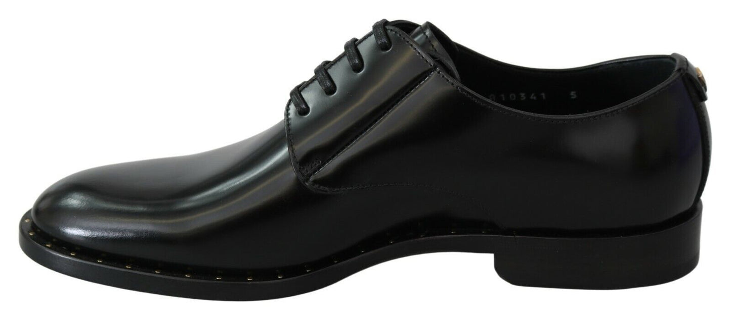 Elegant Black Leather Formal Derby Shoes