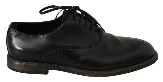 Elegant Black Leather Derby Dress Shoes