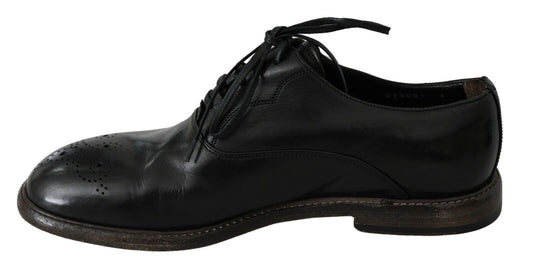 Elegant Black Leather Derby Dress Shoes