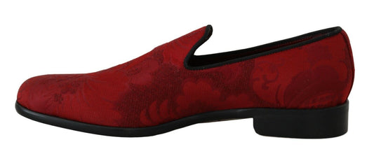 Elegant Red Silk-Blend Loafers