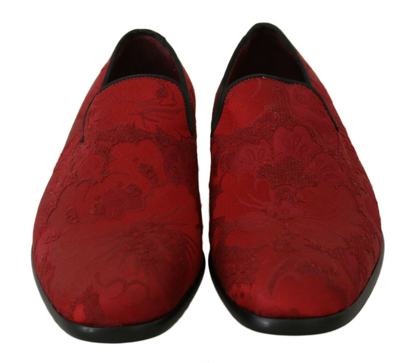 Elegant Red Silk-Blend Loafers