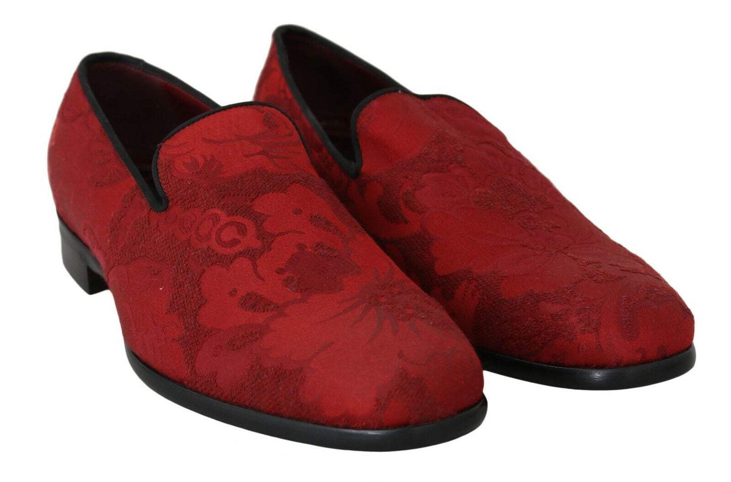 Elegant Red Silk-Blend Loafers