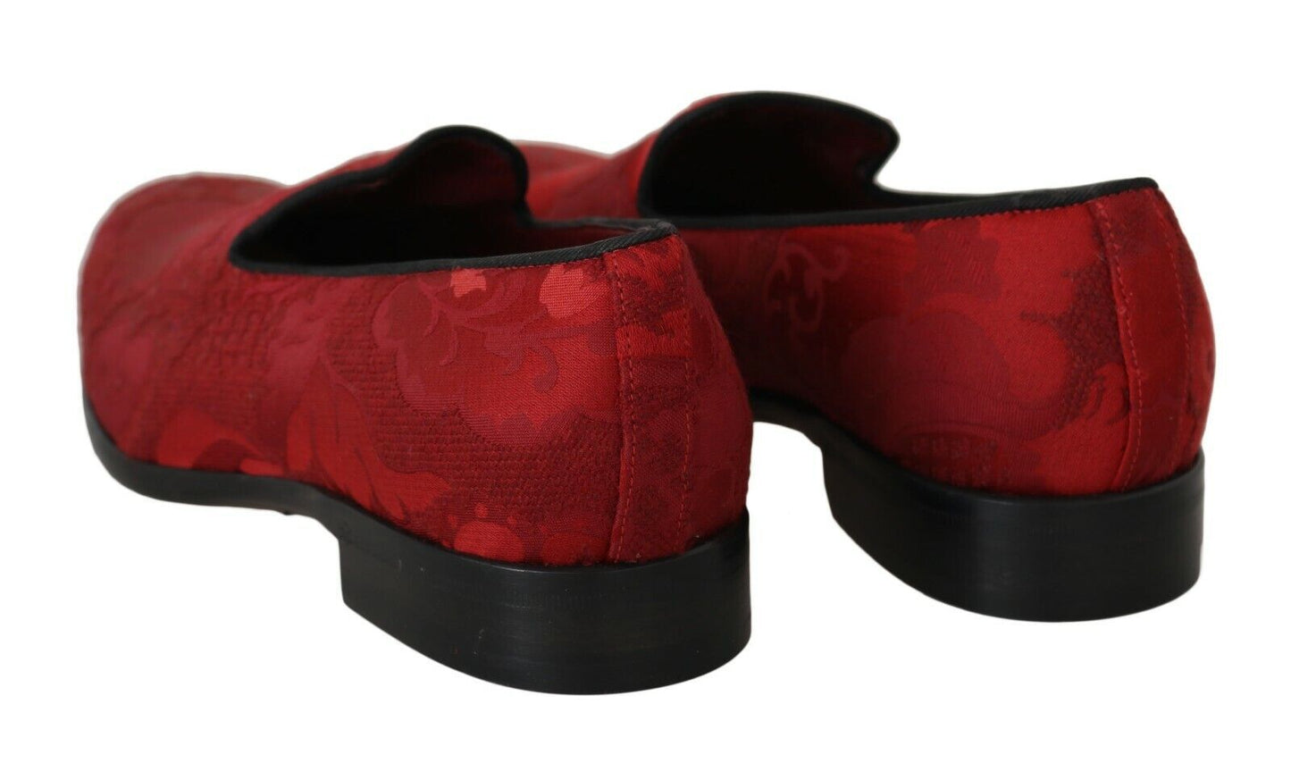 Elegant Red Silk-Blend Loafers