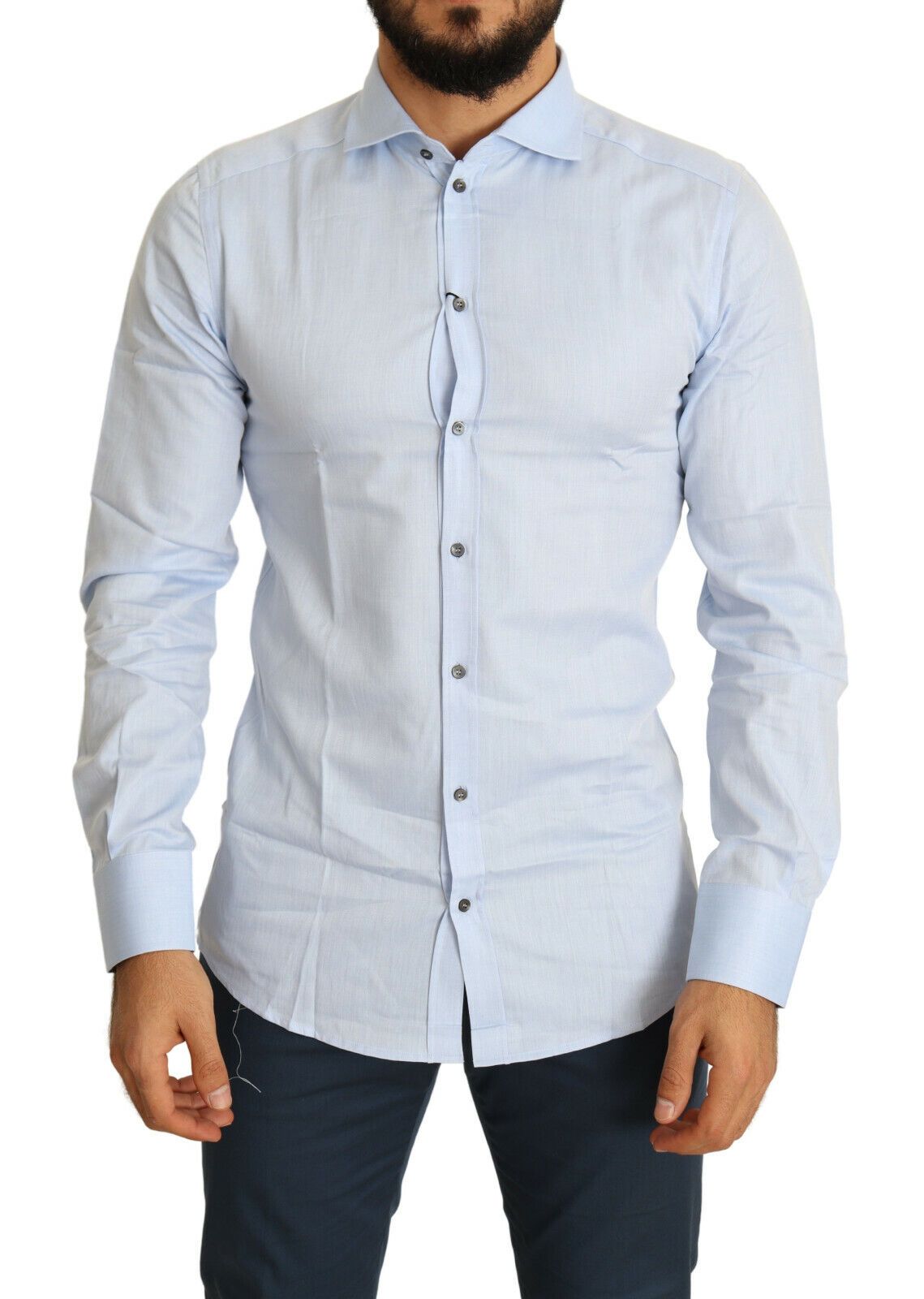 Elegant Light Blue Slim Fit Dress Shirt