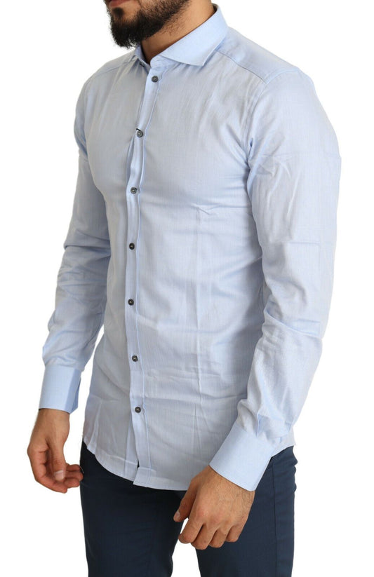 Elegant Light Blue Slim Fit Dress Shirt