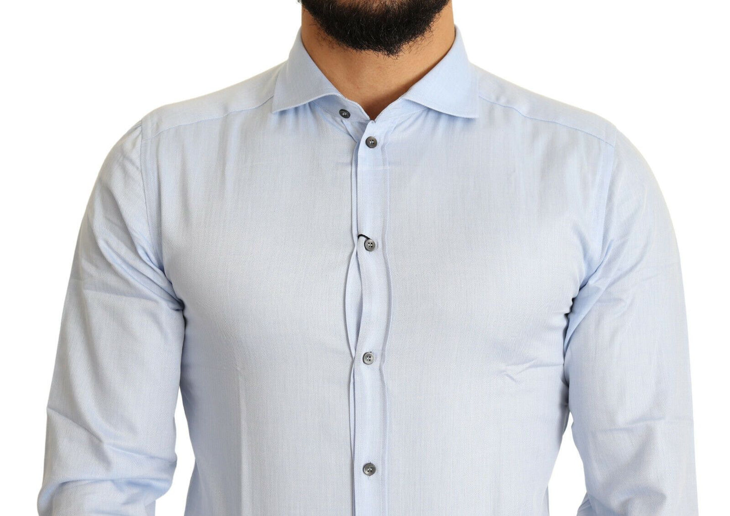 Elegant Light Blue Slim Fit Dress Shirt