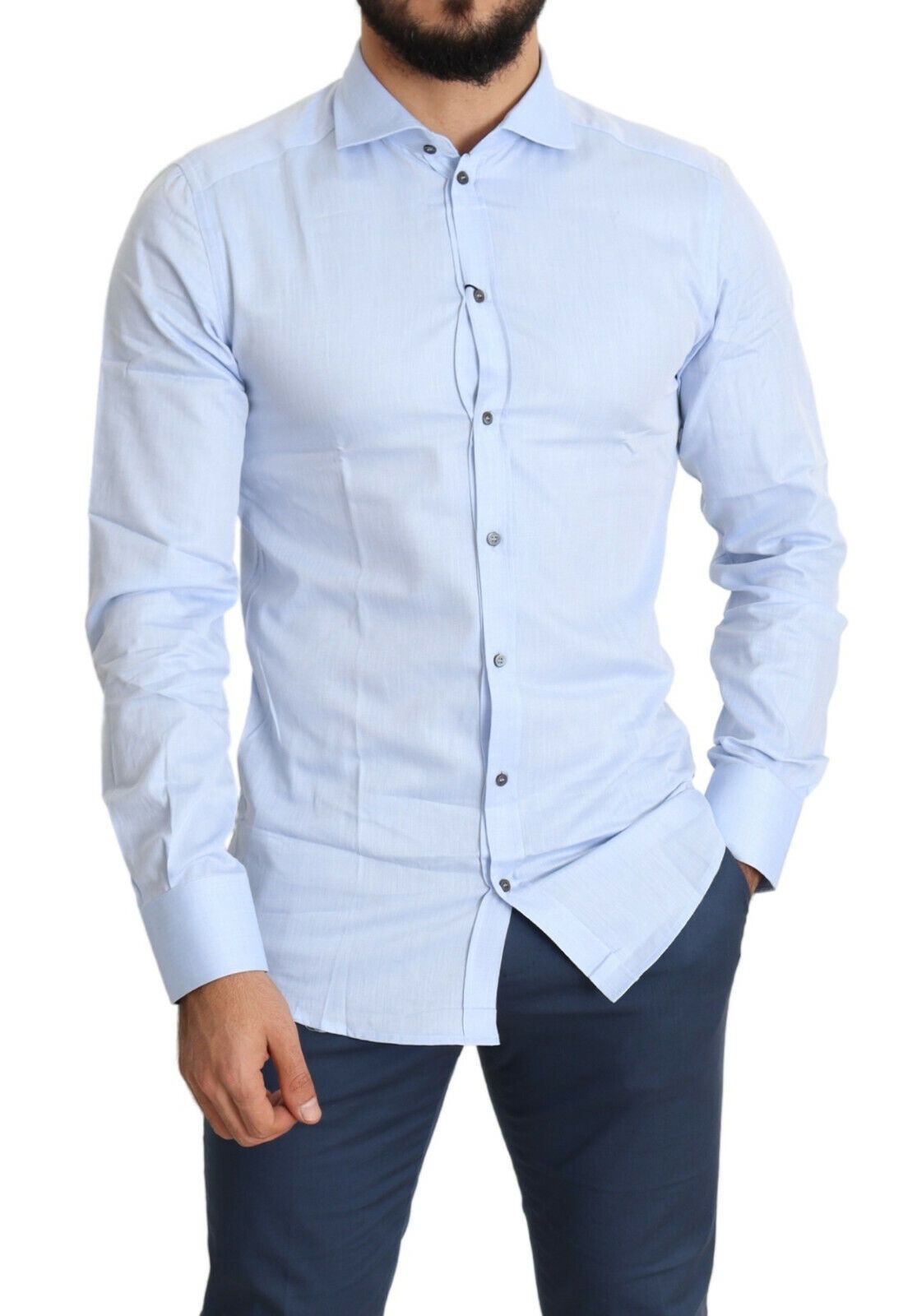 Elegant Light Blue Slim Fit Dress Shirt