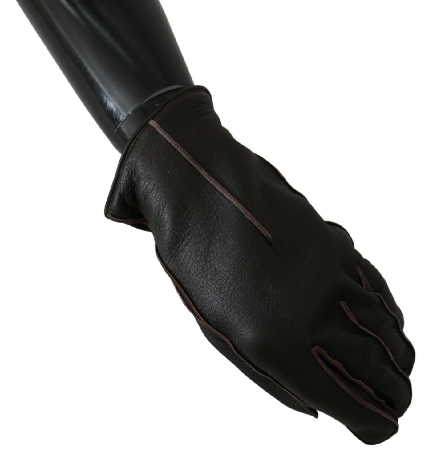 Elegant Deerskin Leather Gloves in Dark Brown