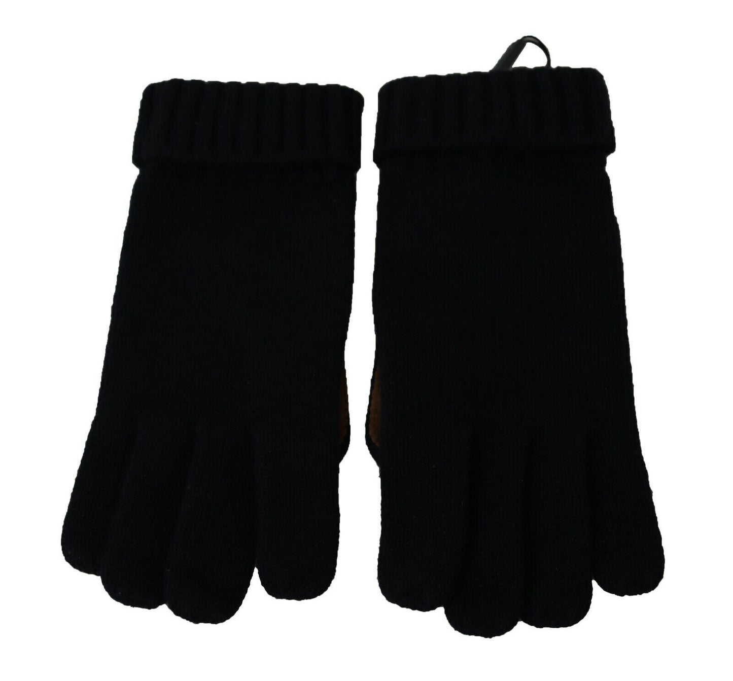 Elegant Black Cashmere & Leather Gloves