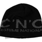 Beanie Black Wool Blend Branded Hat