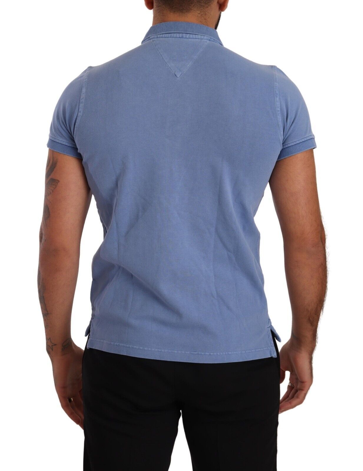 Sleek Blue Cotton Collared Tee