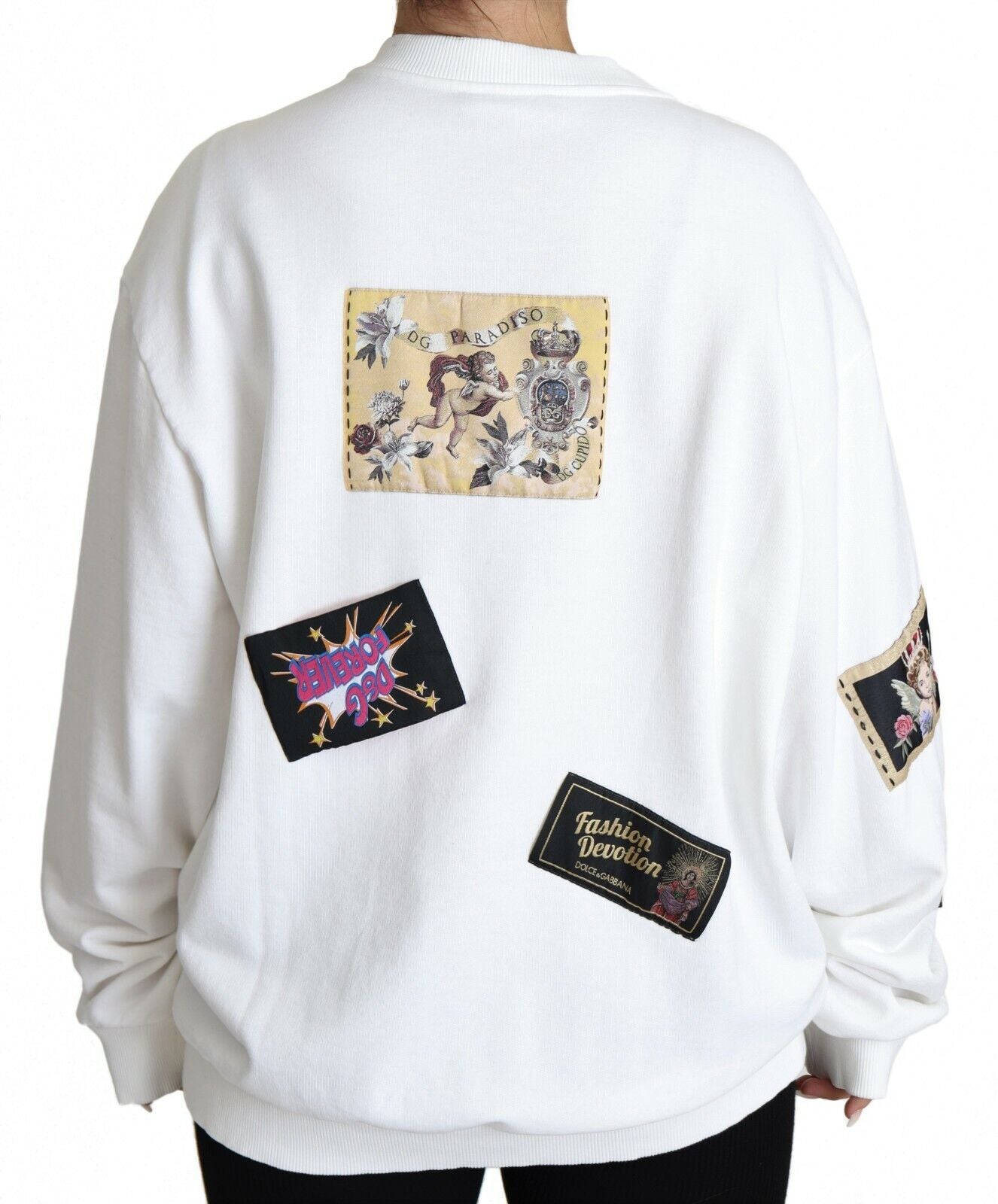 Fashion Devotion White Pullover with Patch Accents