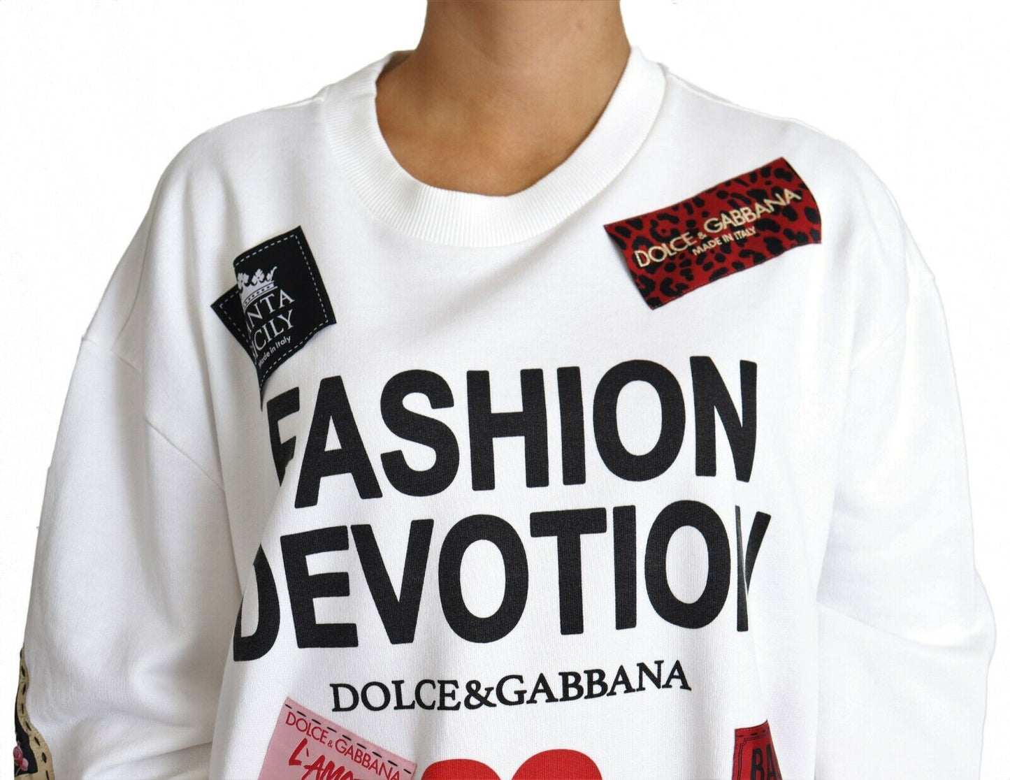 Fashion Devotion White Pullover with Patch Accents