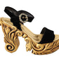 Black Gold Baroque Velvet Heels Crystal Shoes