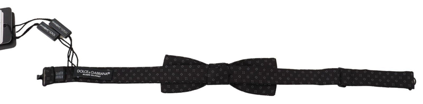 Exclusive Silk Patterned Black Bow Tie