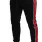 Chic Black Jogging Sweatpants with Red Detail