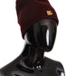 Elegant Cashmere Knit Beanie in Dark Red