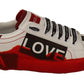 Asymmetrical Graphic Leather Sneakers