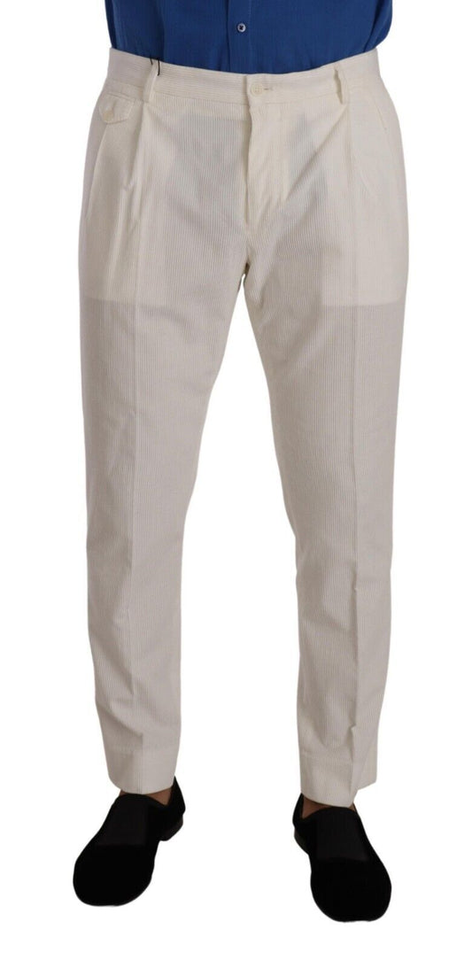 Elegant Tapered Corduroy Pants in Off White