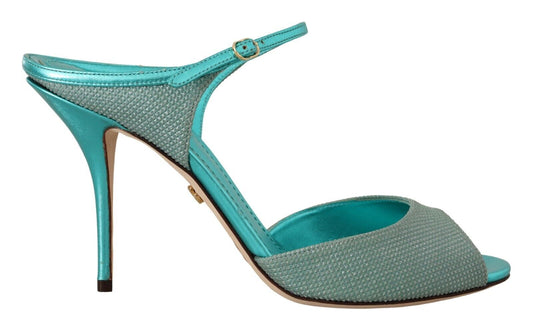 Aqua Blue Glitter Heels Sandals