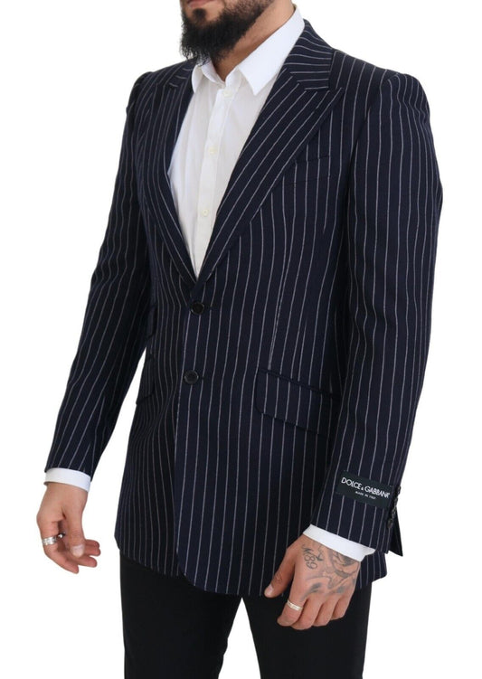 Elegant Navy Slim Fit Wool Blazer