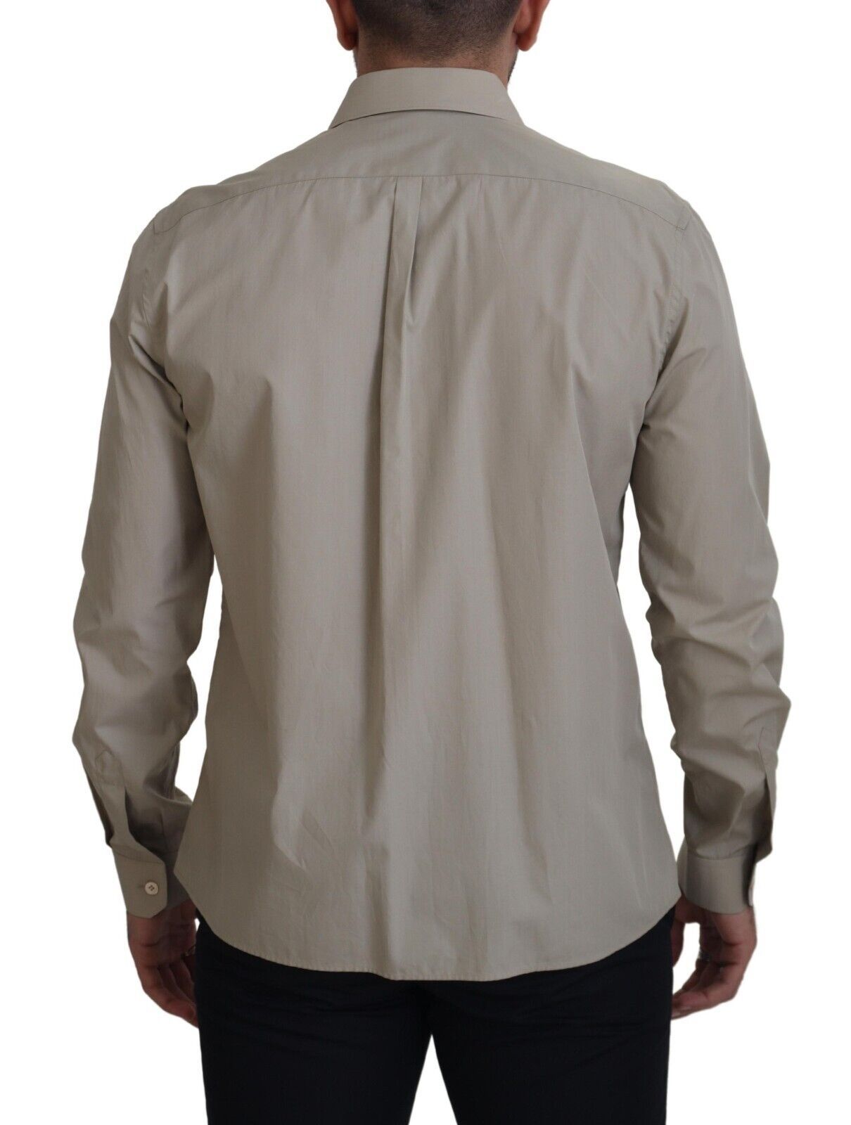 Elegant Beige Cotton Dress Shirt