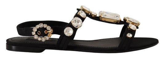 Elegant Crystal Embellished Leather Sandals