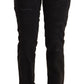Black Cotton Distressed Low Waist Slim Fit Denim Jeans