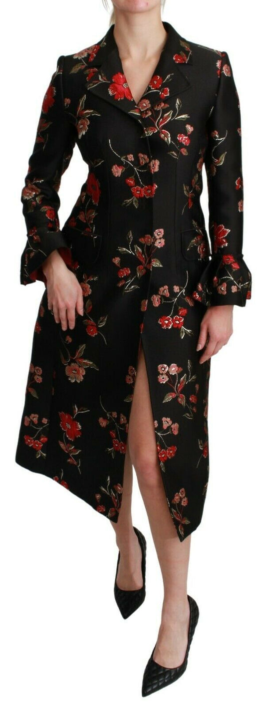 Black Floral Embroidered Jacket Coat