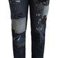 Chic Patchwork Mid Waist Denim Jeans