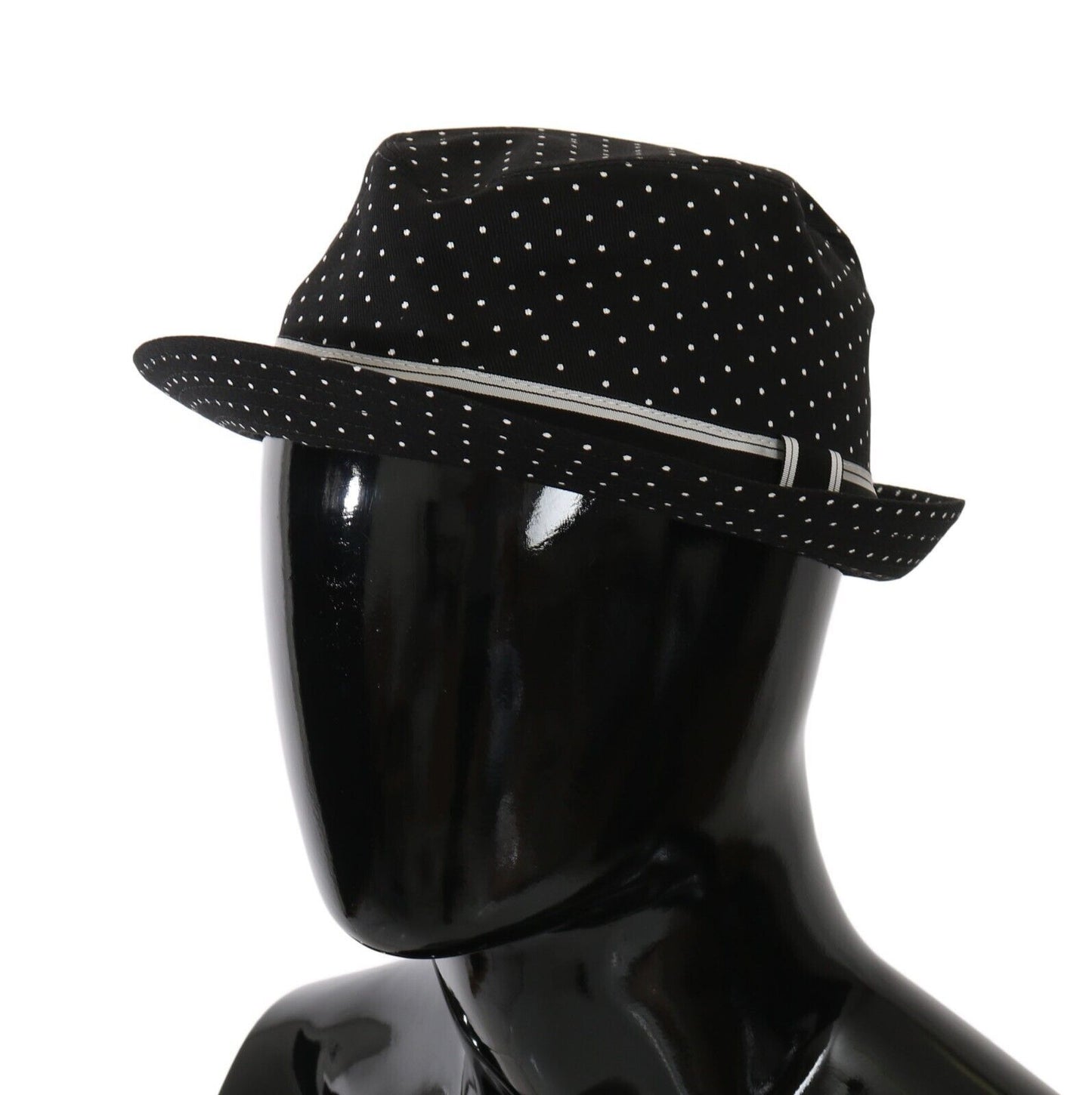 Elegant Black & White Dotted Fedora Hat