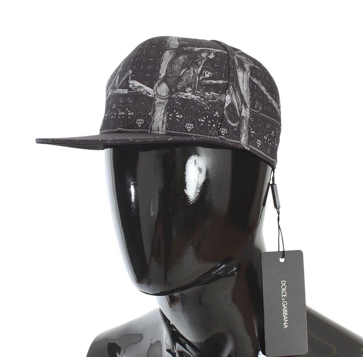 Chic Monkey Print Baseball Cap Dark Grey