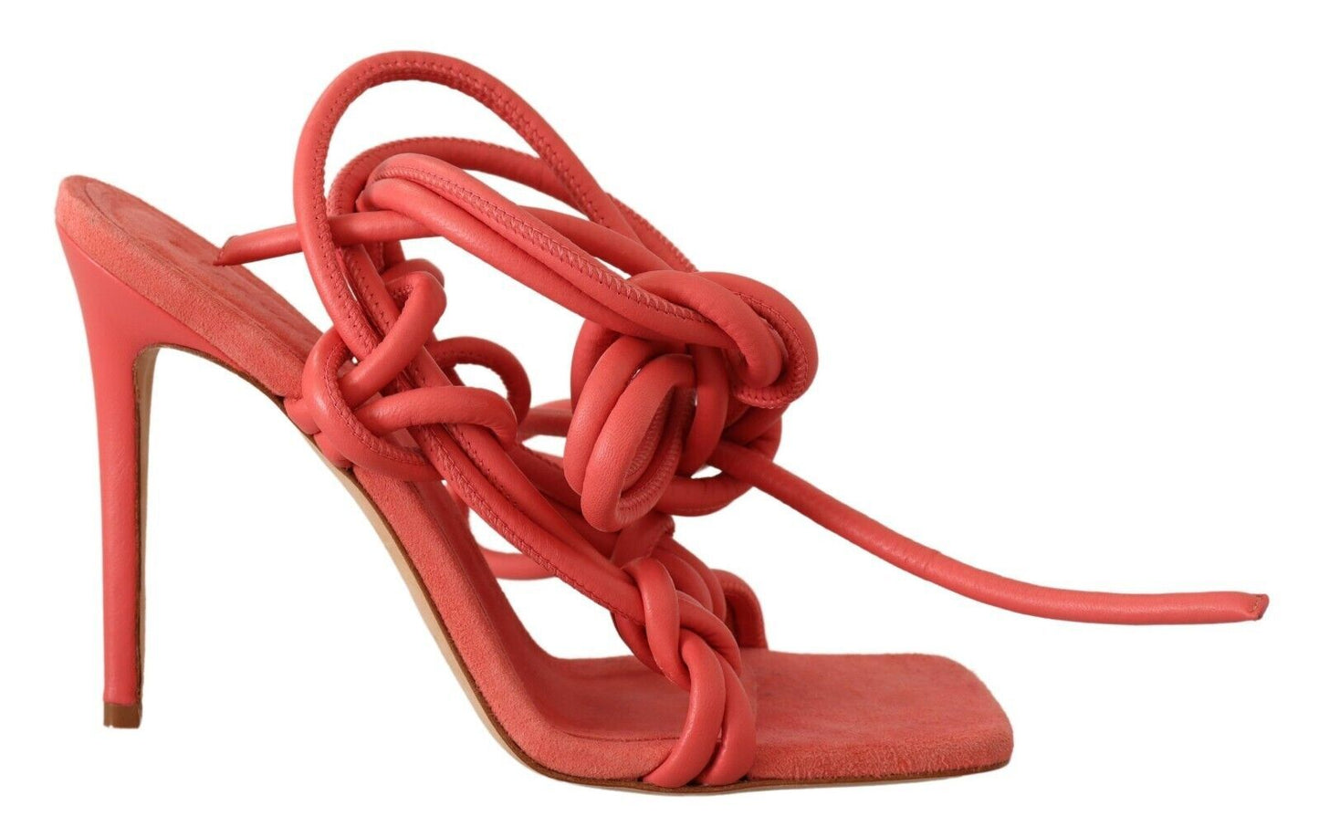 Coral Suede Strappy Stiletto Sandals