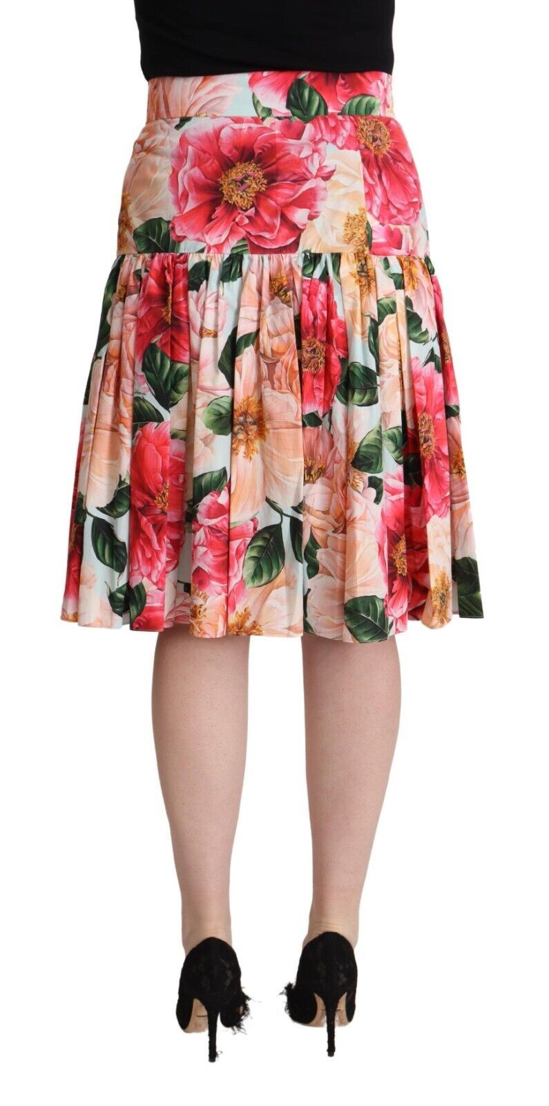 Elegant Pleated Floral A-Line Skirt