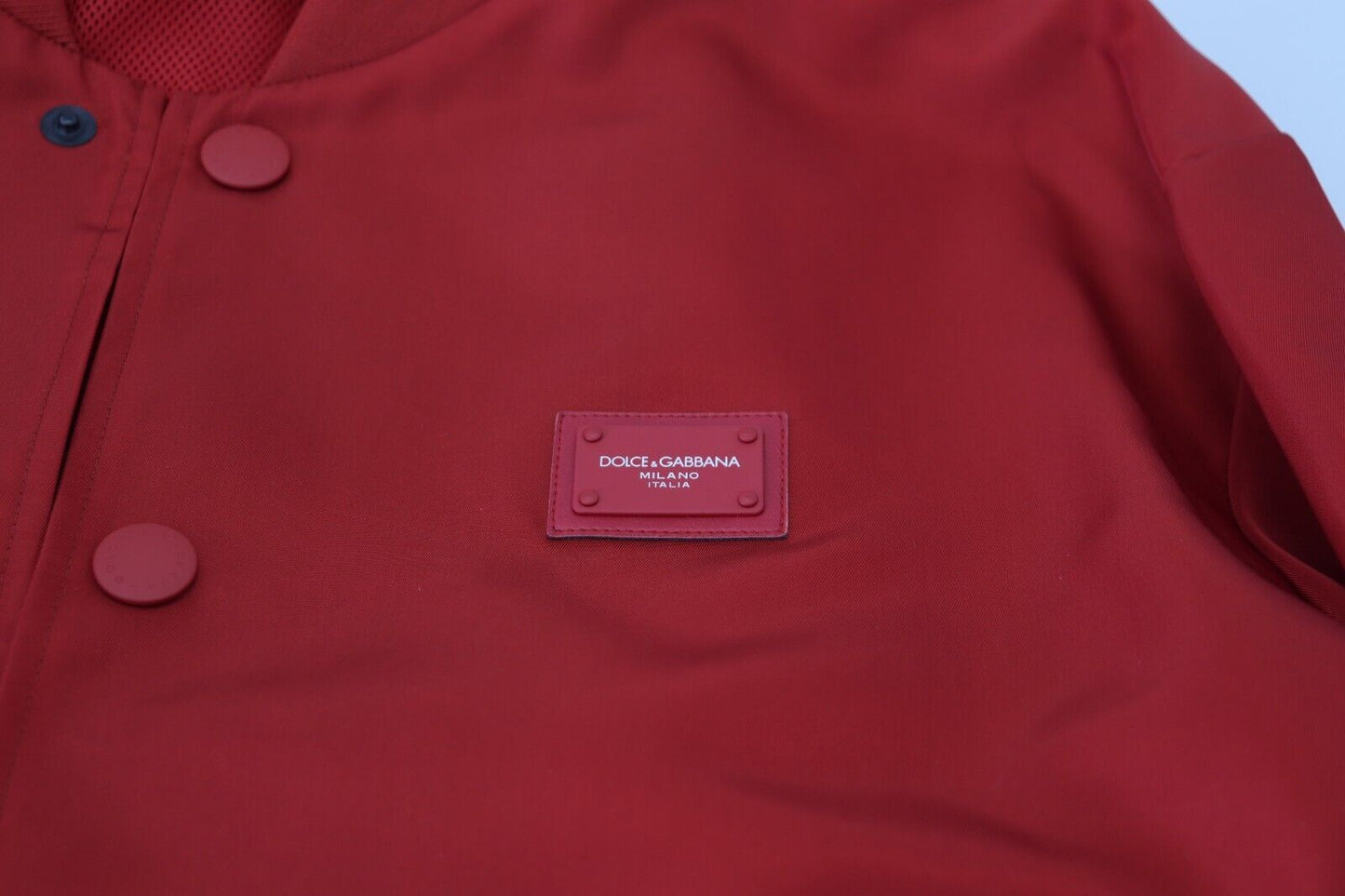 Radiant Red Nylon Bomber Jacket