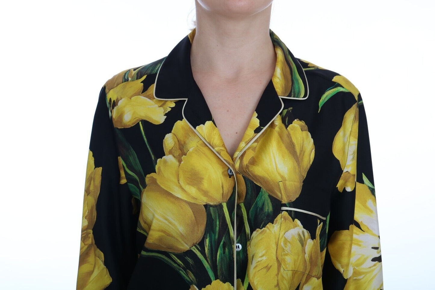 Floral Silk Pajama-Style Blouse