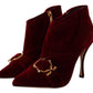 Elegant Bordeaux Velvet Ankle Boots