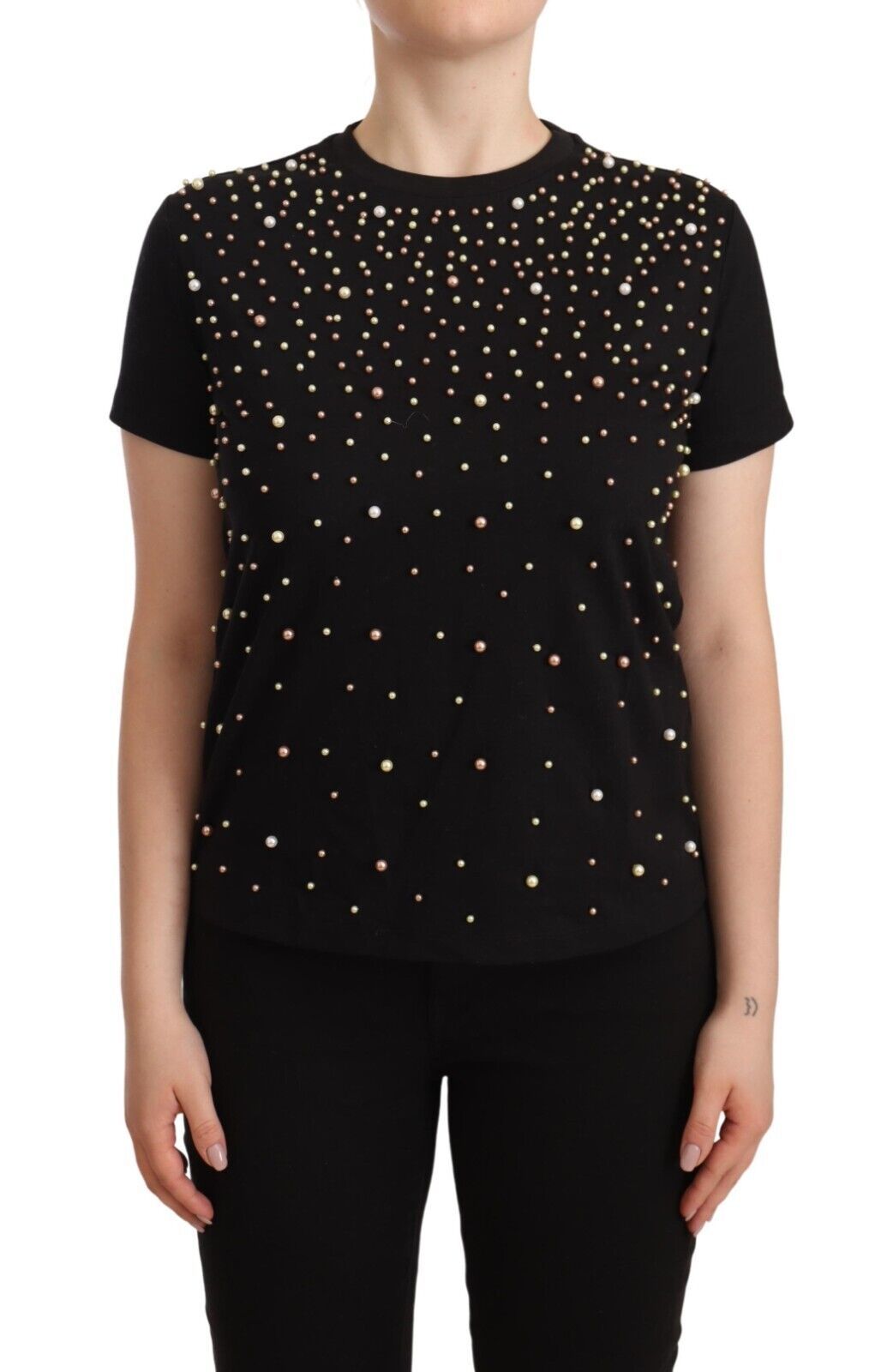 Elegant Embellished Cotton Jersey Tee