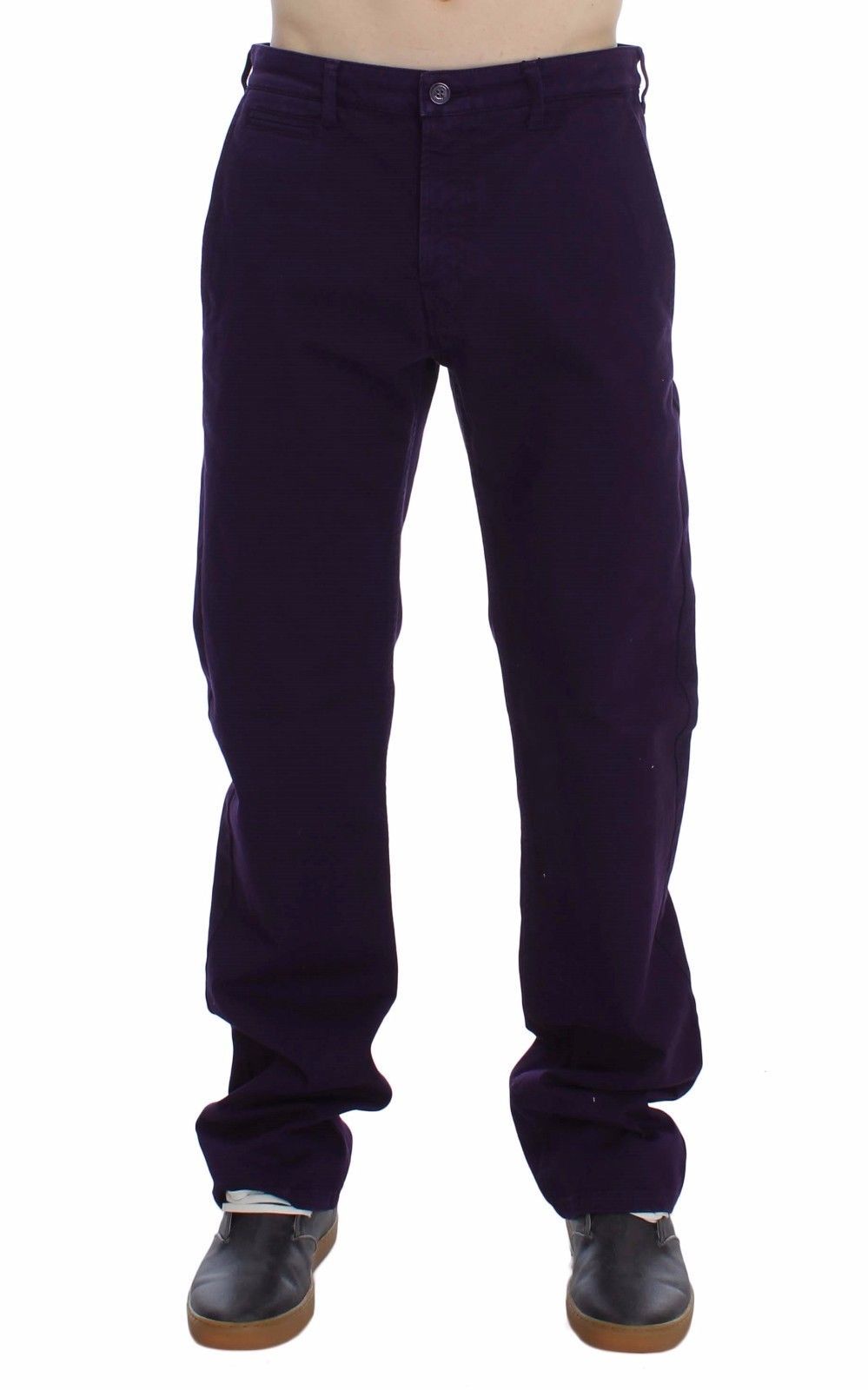 Purple Cotton Stretch Slim Chinos