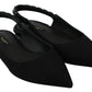 Black Flats Slingback Charmeuse Shoes
