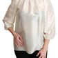 White Silk Neck Scarf Bow Blouse Shirt