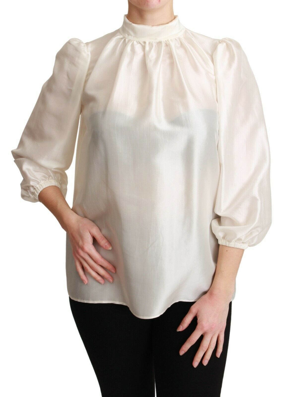 White Silk Neck Scarf Bow Blouse Shirt