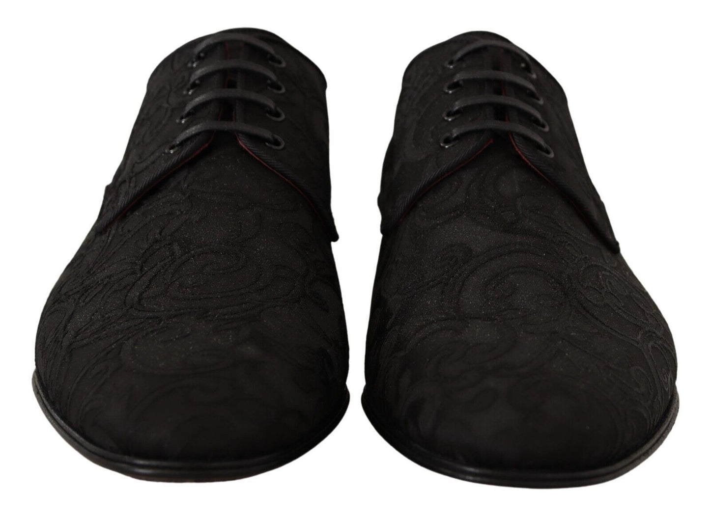 Black Floral Brocade Derby Lace-Up Shoes