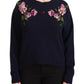 Blue Cashmere Crewneck Pullover Sweater