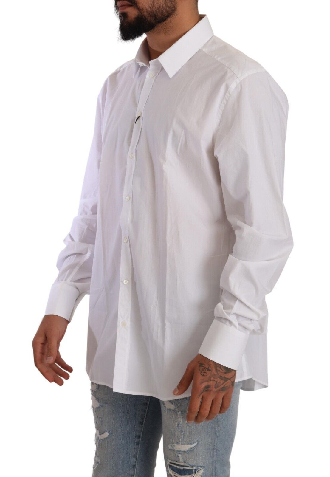 Elegant White Cotton Dress Shirt